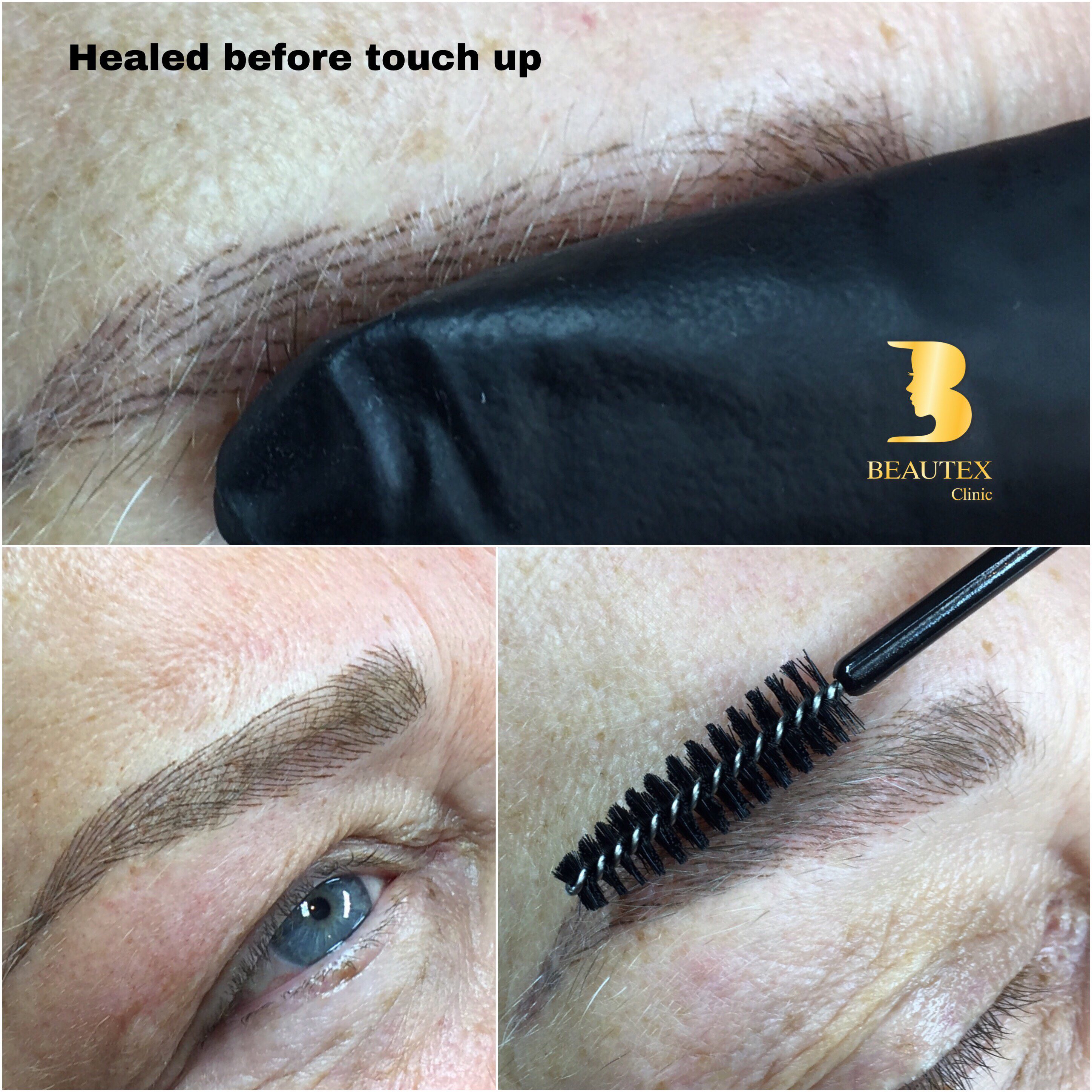 A woman's eyebrows before and after a touch up.