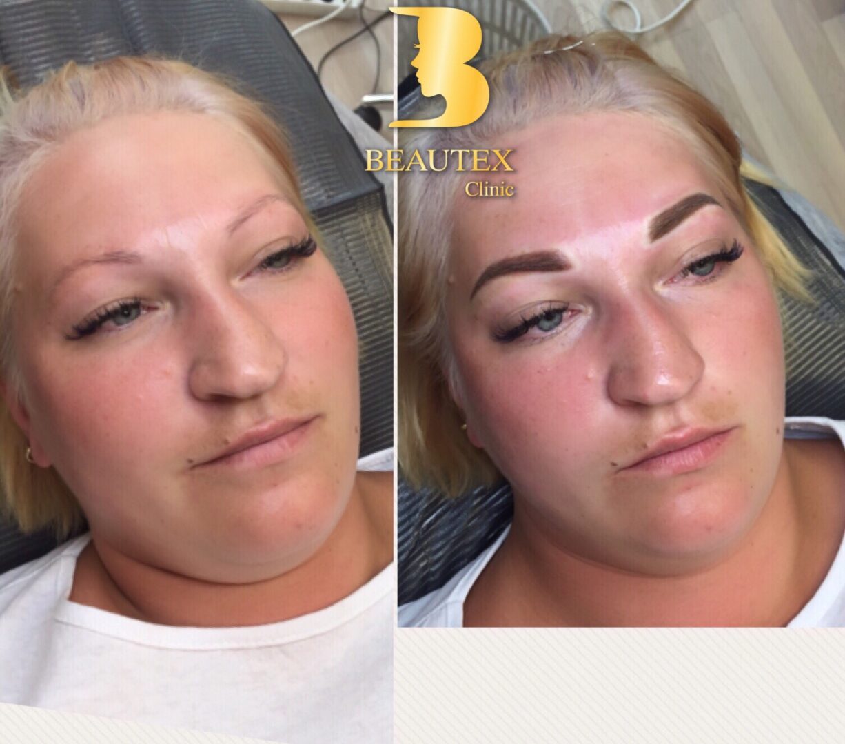 Before and after ombre brows  