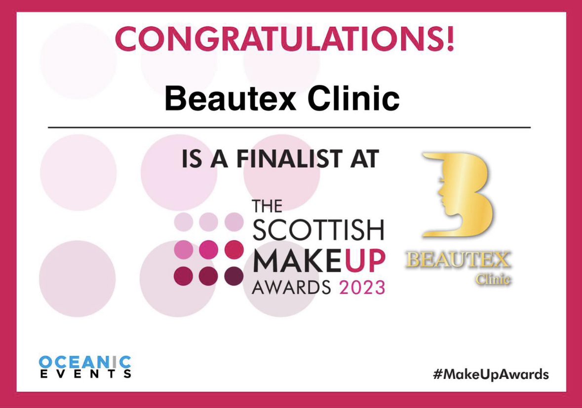 Beautex clinic is a finalist at the scottish make up awards.